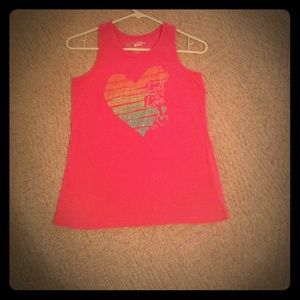 pink tank top with colorful heart on it!