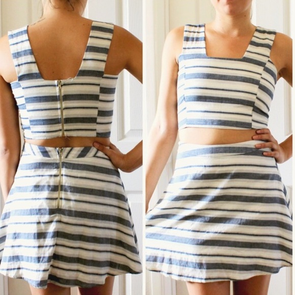 Striped Crop and Skirt Set