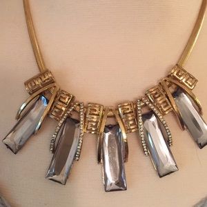 Chic Greek Key and Faceted Statement Necklace