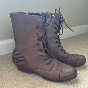 Betseyville ruffle lace up combat boots