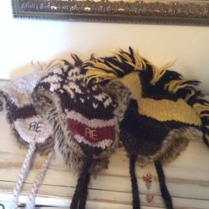 3 different American Eagle beanies