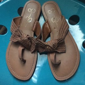 Brown bow sandals