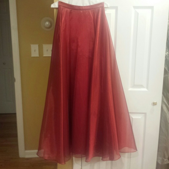 Beautiful red floor length chiffon skirt.