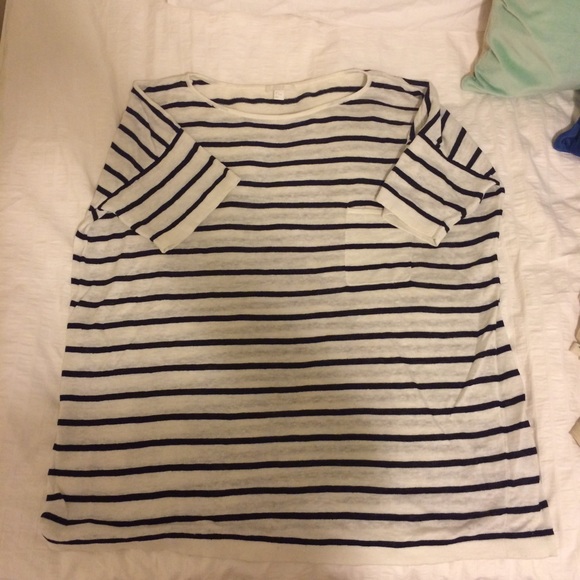 Black and white striped linen tunic