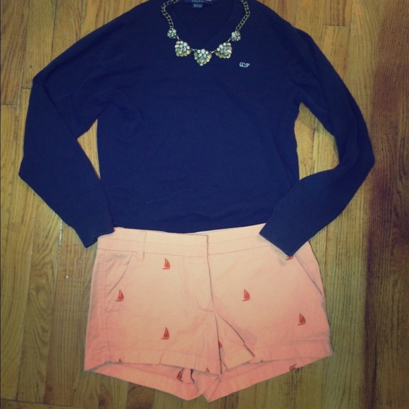J. Crew Pants - J crew sailboat shorts orange print 8 preppy