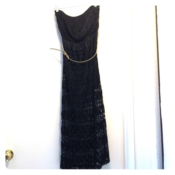 Sweet black semi sheer strapless maxi dress - Picture 1 of 2