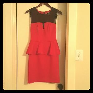Bisou Bisou red and black mid length dress