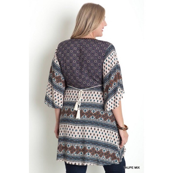 SOLD OUT! Ethnic Print Woven V-Neck Tunic - Picture 3 of 3