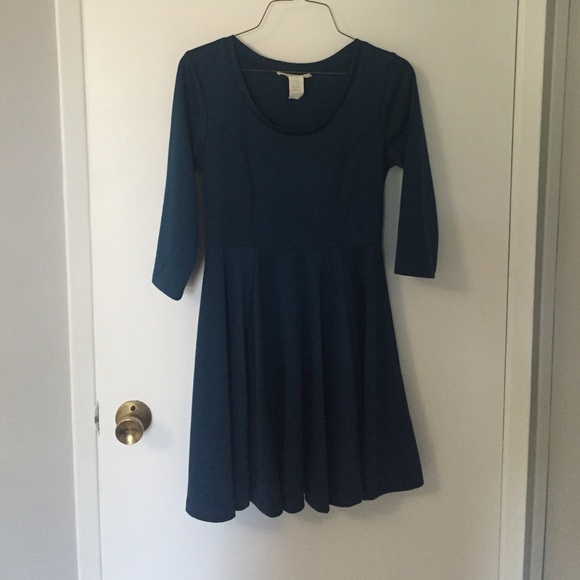 Blue/Green 3/4 Length Sleeve Dress