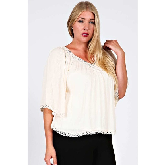 Lace Trimmed V-neck Top - Picture 2 of 4