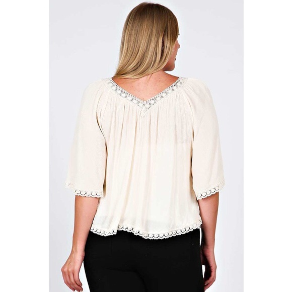 Lace Trimmed V-neck Top - Picture 4 of 4