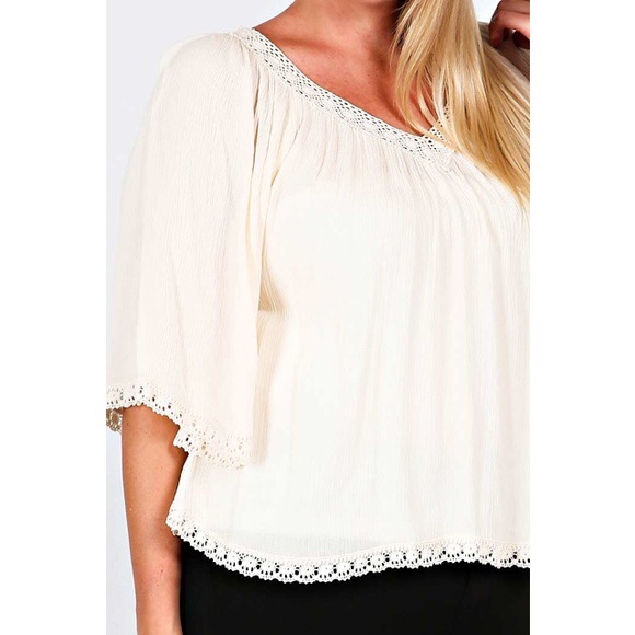 Lace Trimmed V-neck Top - Picture 3 of 4