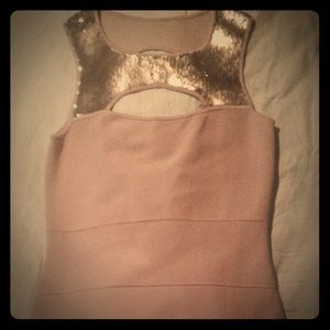 BCBG Elias light pink cutout sequin dress