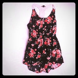 Black Romper with Flowers