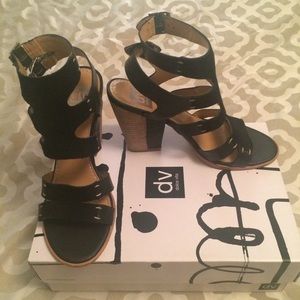 Dolce Vita strappy black leather heels