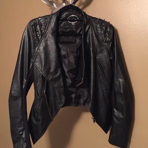 Love tree leather jacket with studs