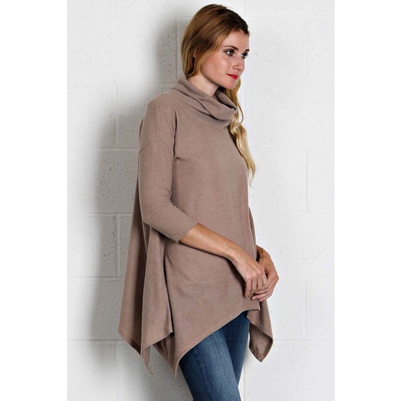 Solid Knit Cowl Neck Tunic - Picture 2 of 4