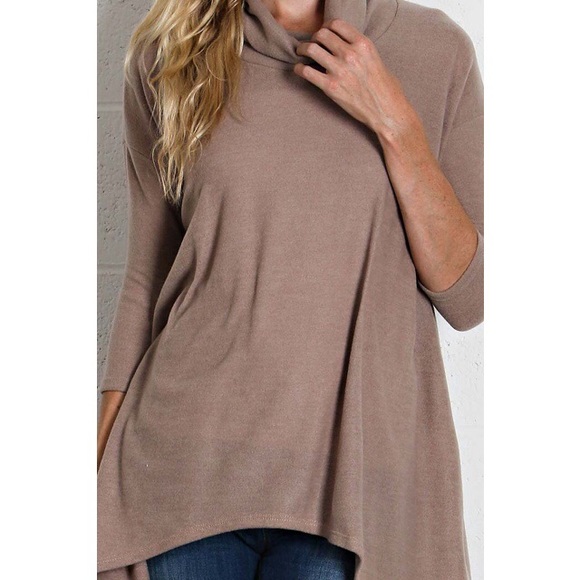 Solid Knit Cowl Neck Tunic - Picture 3 of 4