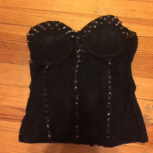 Black spiked corset top