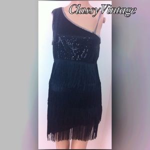 one shoulder flapper dress