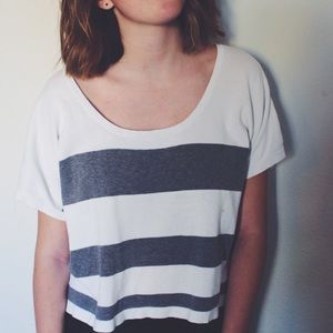 Grey and white striped shirt