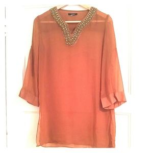 Beautiful tan chiffon blouse