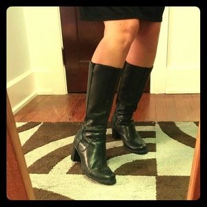 Clarks Black Leather Heeled Boot