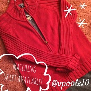 Red Zip Up Sweater Top