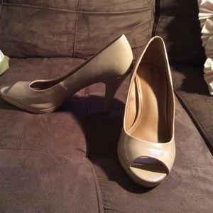 Nude open toed heels