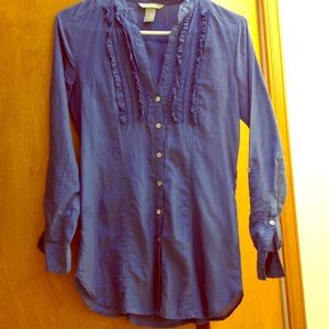 Blue frill front button up H&M tunic