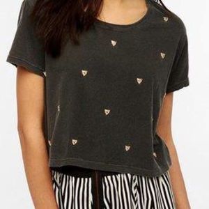 UO Truly Madly Deeply Panther Stud Cropped Tee