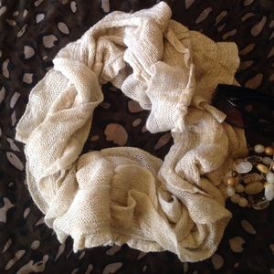 Cream Knit ruffle infinity scarf