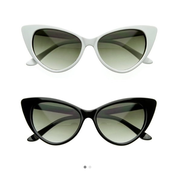 White Vintage Cat Eye Sunglasses