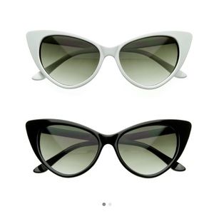 White Vintage Cat Eye Sunglasses