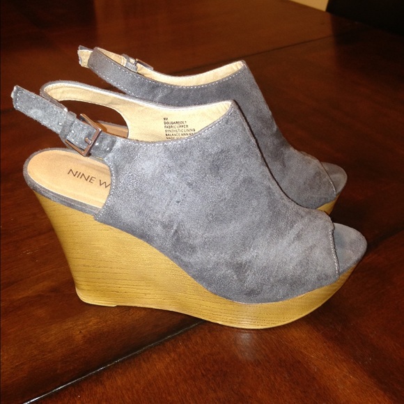Nine West Suede Peep Toe Wedges