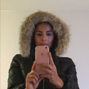 Micheal kors down coat with fur trimming hood