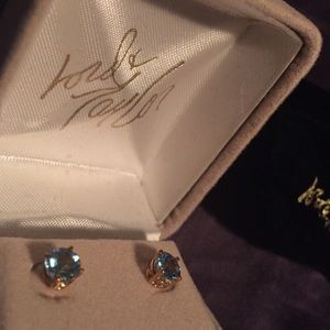 NEW Lord & Taylor 14k gold blue topaz earrings