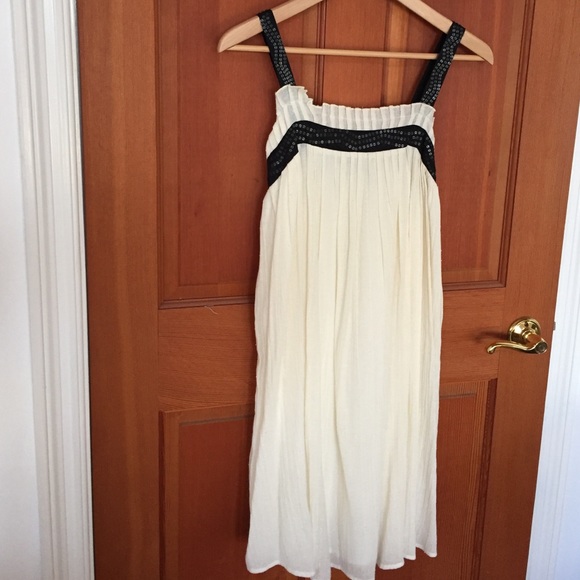 Cream Gauze with Black Sequin Dress - Picture 1 of 3