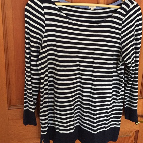 J. Crew Navy and White Stripe 3/4 Tee