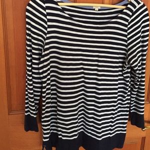 J. Crew Navy and White Stripe 3/4 Tee