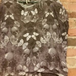 Skull and butterfly loose fit shirt