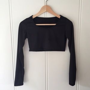 Essential Black Long Sleeve Crop Top