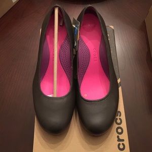 Crocs leather a-leigh closed toe wedge.