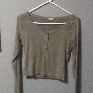 Grey Long Sleeve Crop Top
