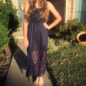 Navy lace maxi dress