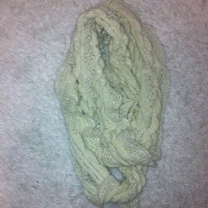 Knitted white soft infinity scarf