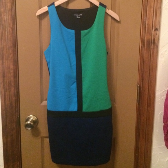 Cute blue colorblock bodycon dress