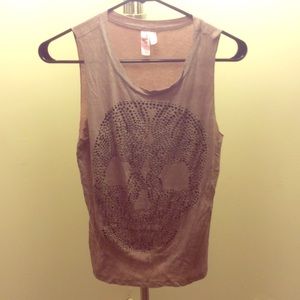 Purple/Mauve tank top with studded skull design S