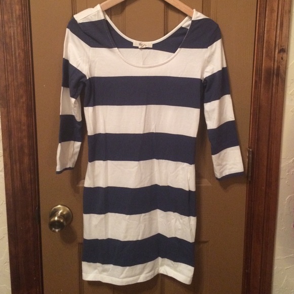 Navy and white striped dress