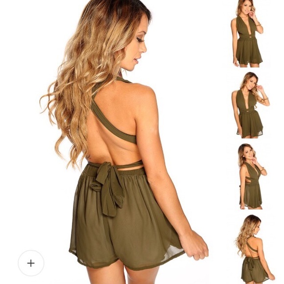 Olive green romper